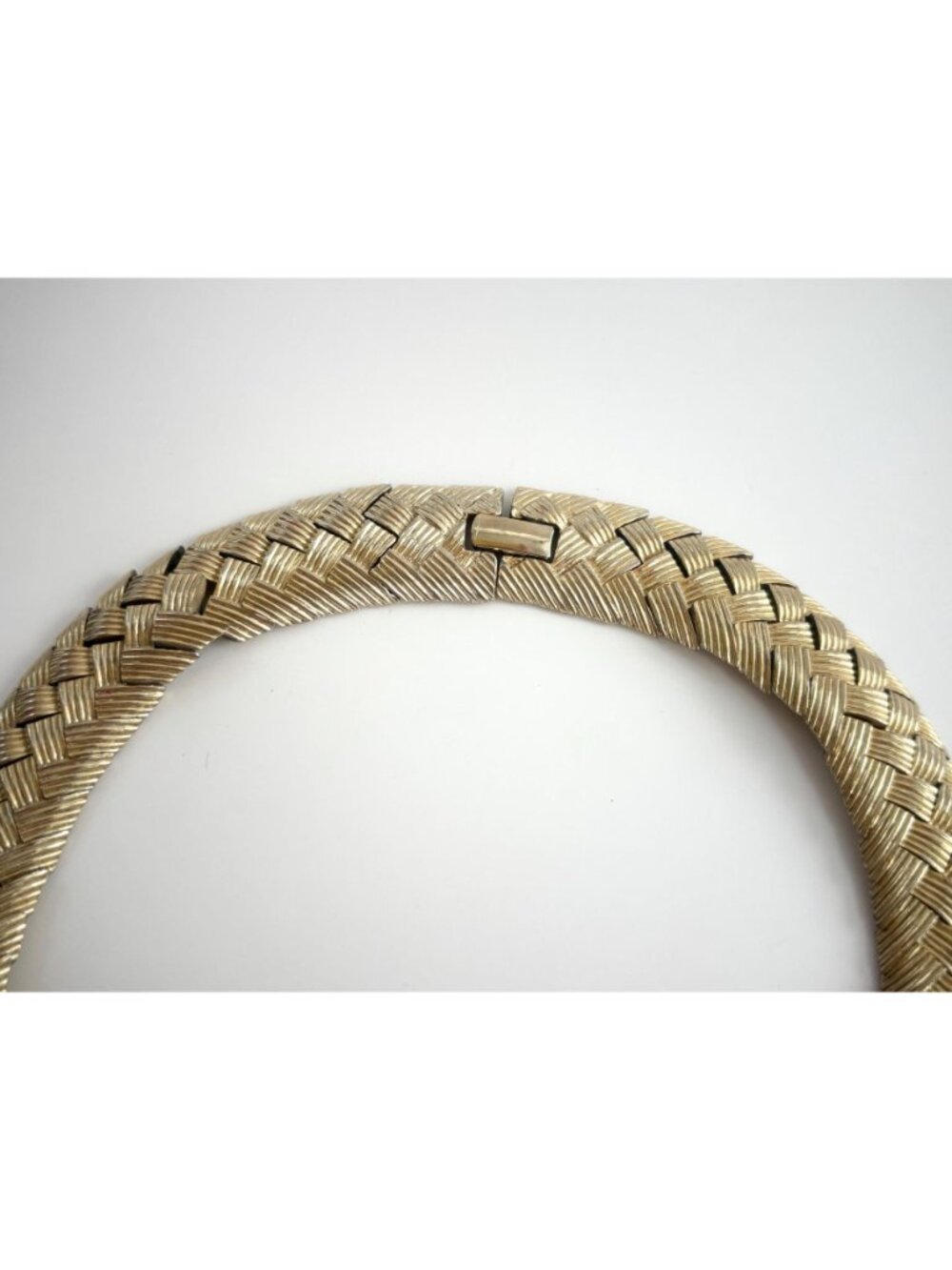 Woven Chunky Gold Toned Vintage Choker 80's Chevron Necklace - Picture 16 of 16